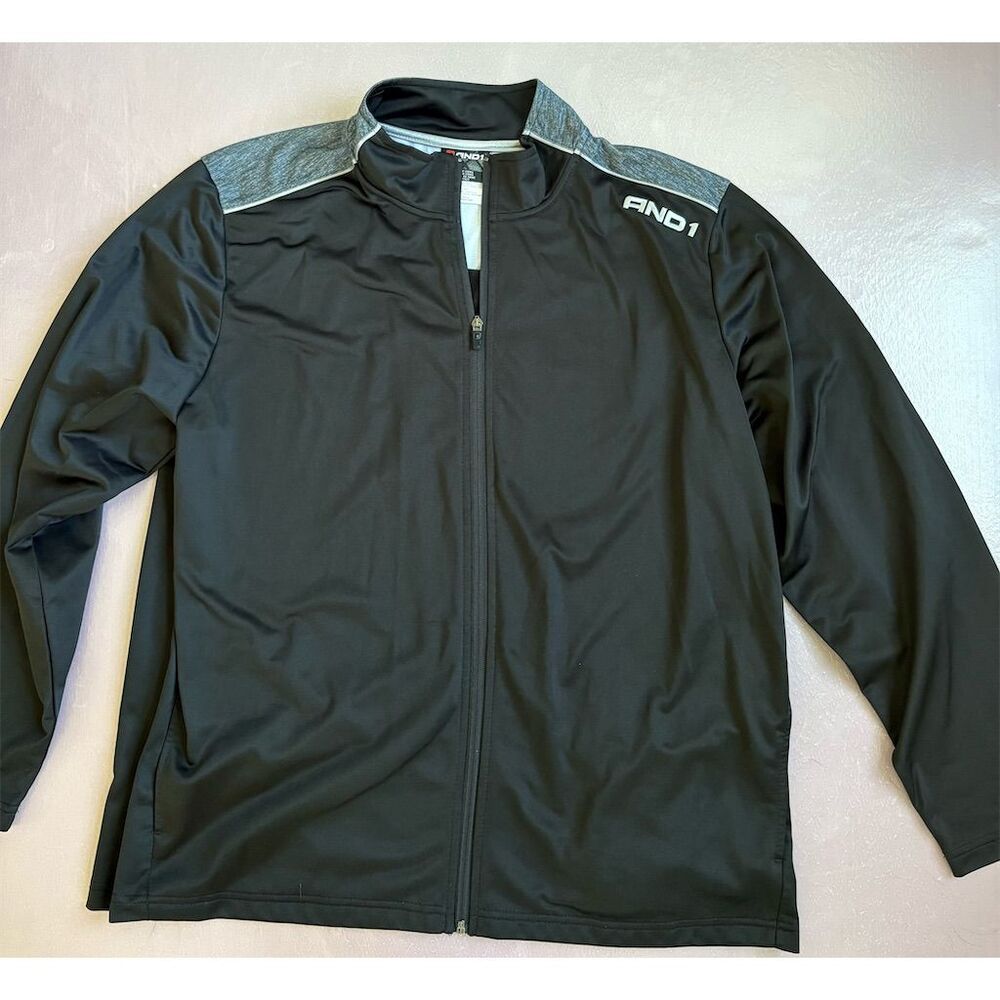 AND1 Men's 2XL‎ Black Windbreaker Track Jacket Lightweight Casual